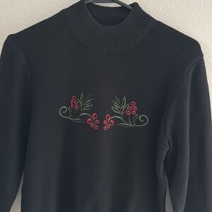 Bogner Wool Blend Chimney Collar Embroidered Sweater - size Small